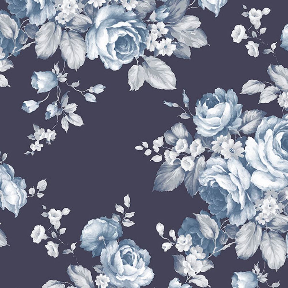 Patton Wallcoverings AF37703 Flourish (Abby Rose 4) Grand Floral Wallpaper in shades of Blue